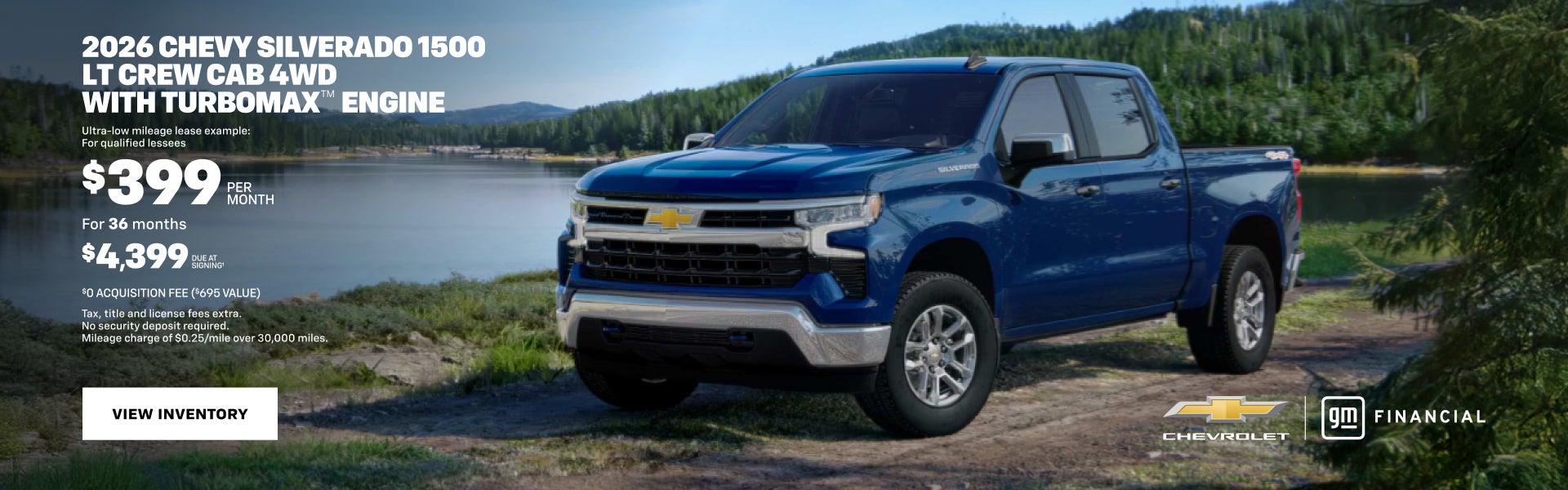 2026 Chevy Silverado 1500 LT Crew Cab 4WD with TurboMax Engine. Ultra-low mileage lease example F...